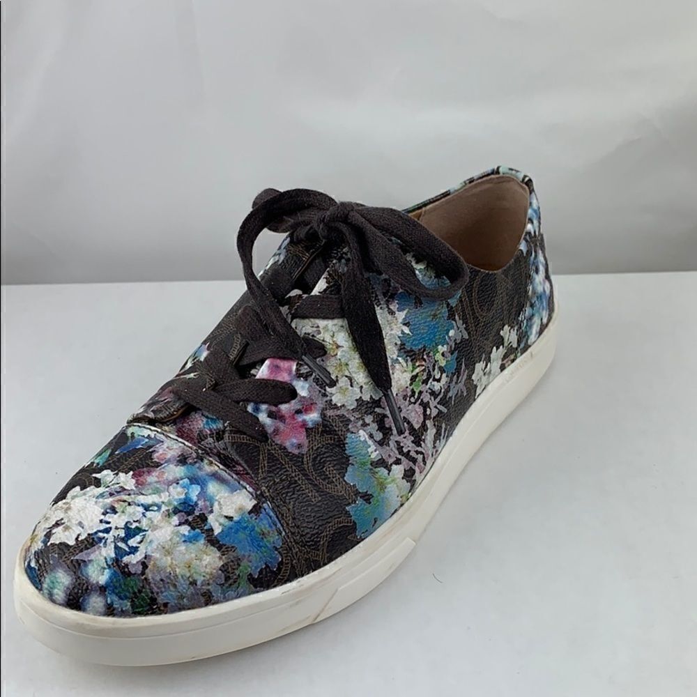 Calvin Klein Imilia floral monogram sneakers.
